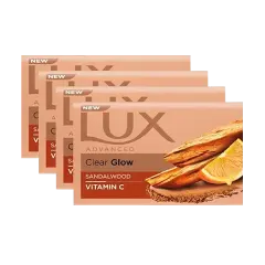 Lux Advanced Clear Glow Sandalwood Soap 100g (Pack of 4)