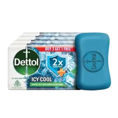 Dettol Icy Cool Bathing Soap Bar With 2x Menthol 75 g (Pack Of 4)