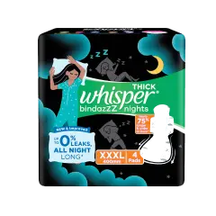 Whisper Thick  Bindazzz Night Sanitary Pads XXXL 4 Pieces