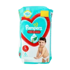 Pampers Happy Skin Pant Diaper (L) 6 Pieces 9-14 Kg