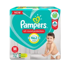 Pampers Happy Skin Pant Diaper (M) 32 Pieces 7-12 Kg