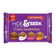 Parle Hide & Seek 4 Fun Flavours Choco Chip Creme Sandwich Biscuits 400 g