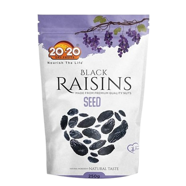 20-20 Dry Fruits Black Raisins with seed 250 g