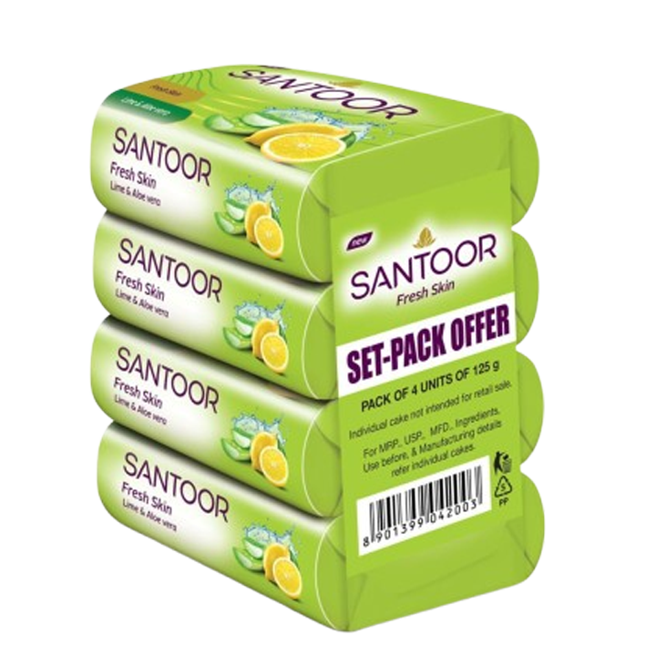 Santoor Aloe Fresh Soap 100 g (Pack Of 4)