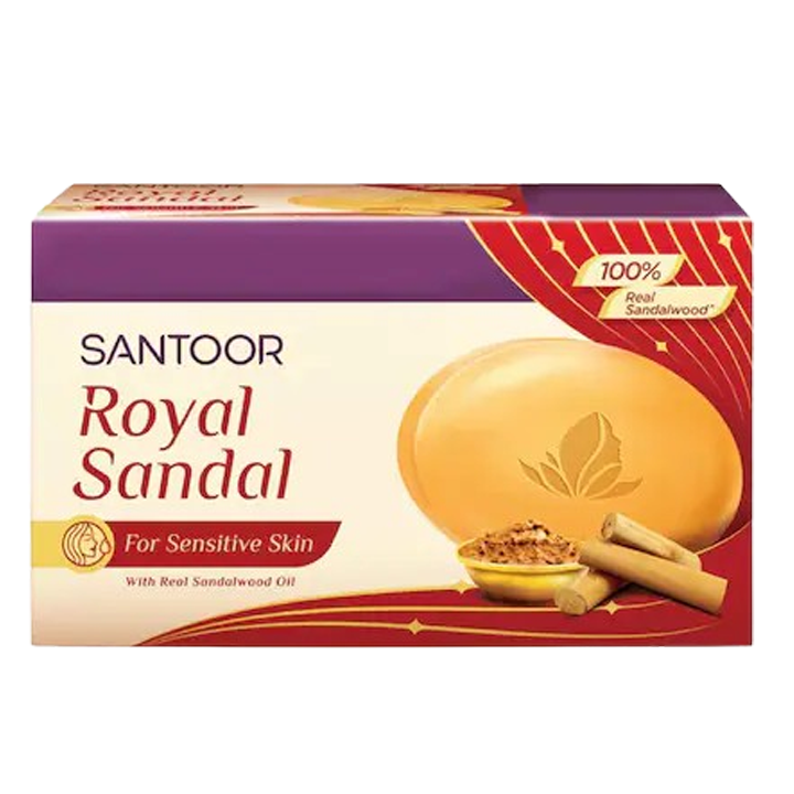 Santoor Royal Sandal Soap for Sensitive Skin 125 g (Pack Of 4)