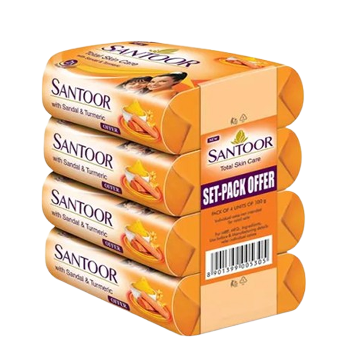 Santoor Sandal & Turmeric Soap 100 g (Pack of 4)