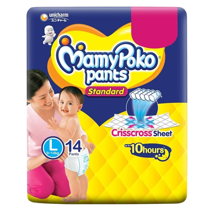 MamyPoko Pants Standard Diaper (L) 14 Count, 9-14 kg