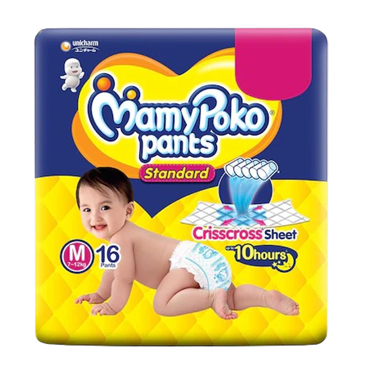 MamyPoko Pants Standard Diaper (M) 16 Count, 7-12 kg