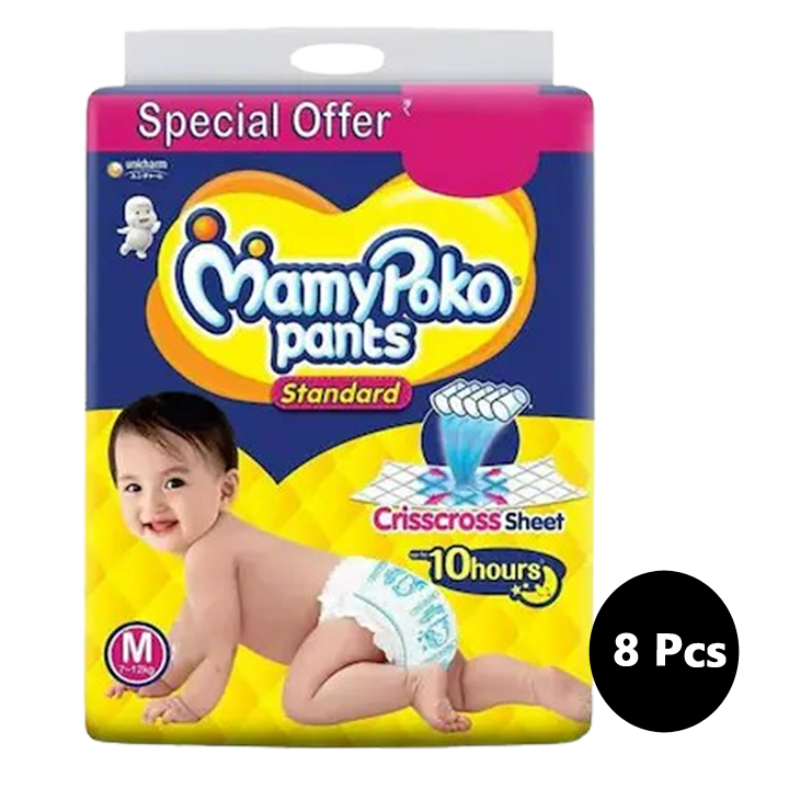 MamyPoko Pants Standard Diaper (M) 8 Count, 7-12 kg