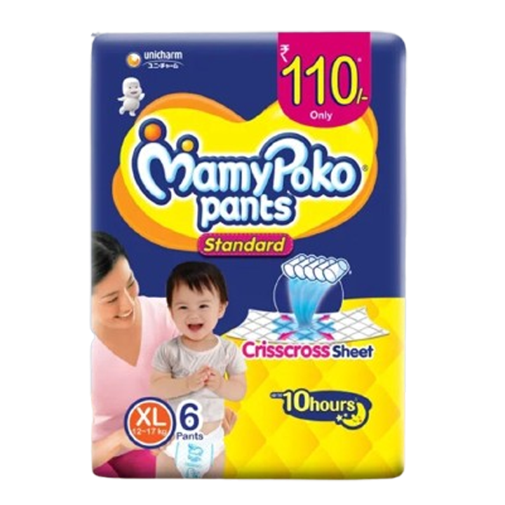 MamyPoko Pants Standard Diaper (XL) 6 Count, 12-17 kg