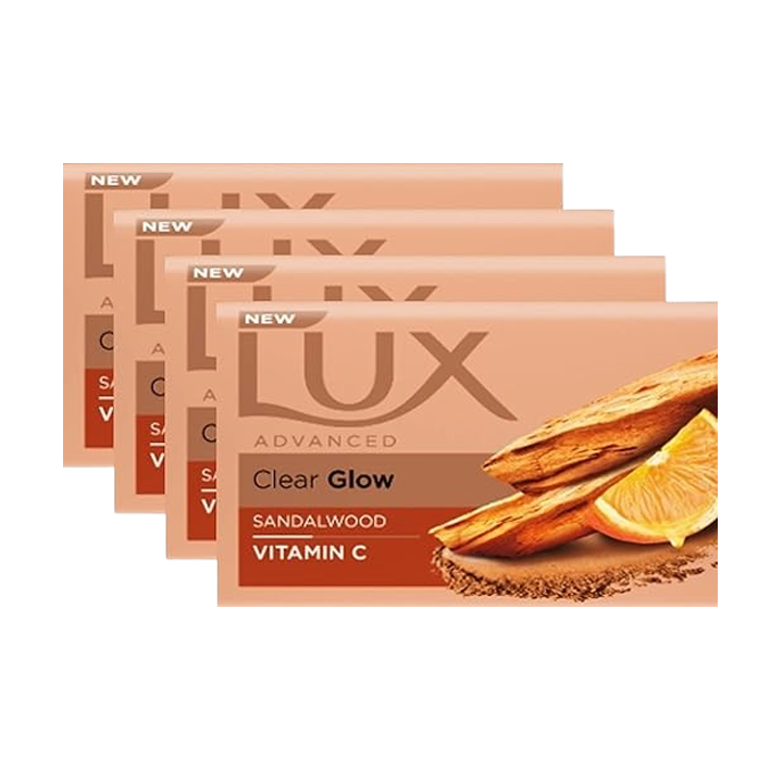 Lux Advanced Clear Glow Sandalwood Soap 100g (Pack of 4)