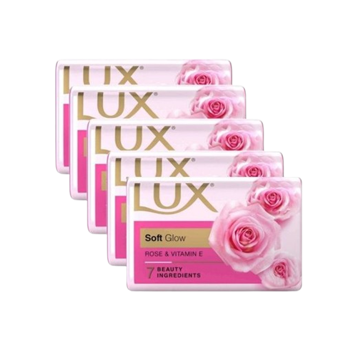 Lux Rose & Vitamin E Soft Glowing Skin Soap Bar 100 g (Pack Of 5)