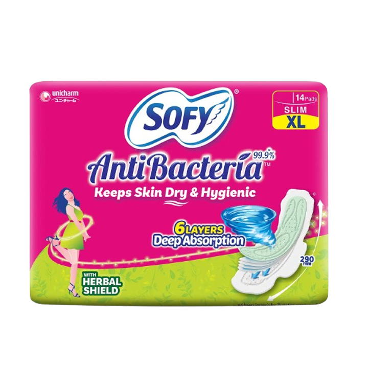 Sofy Anti Bacteria Sanitary Pads XL, 14 Count