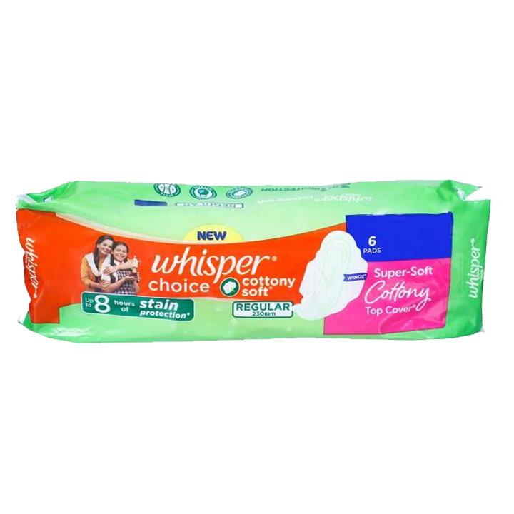 Whisper Choice Regular Super Soft Cottony Sanitary Pads 6 Pieces