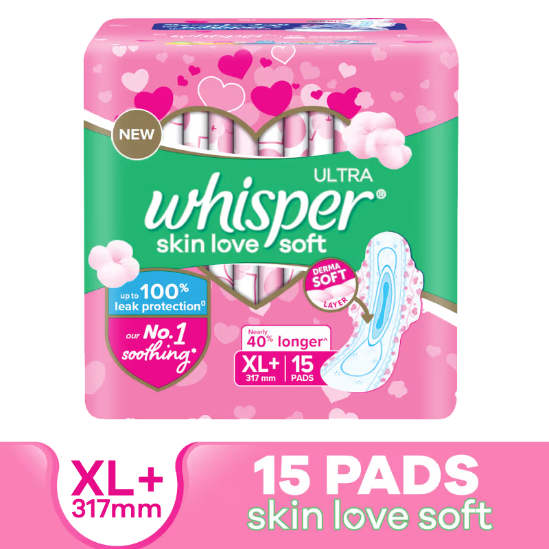 Whisper Ultra Skinlove Soft Sanitary Pads 15 Pieces