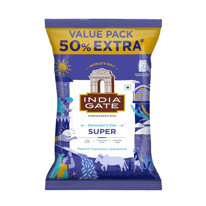 India Gate Basmati Rice Super 1kg (with Free 500g)