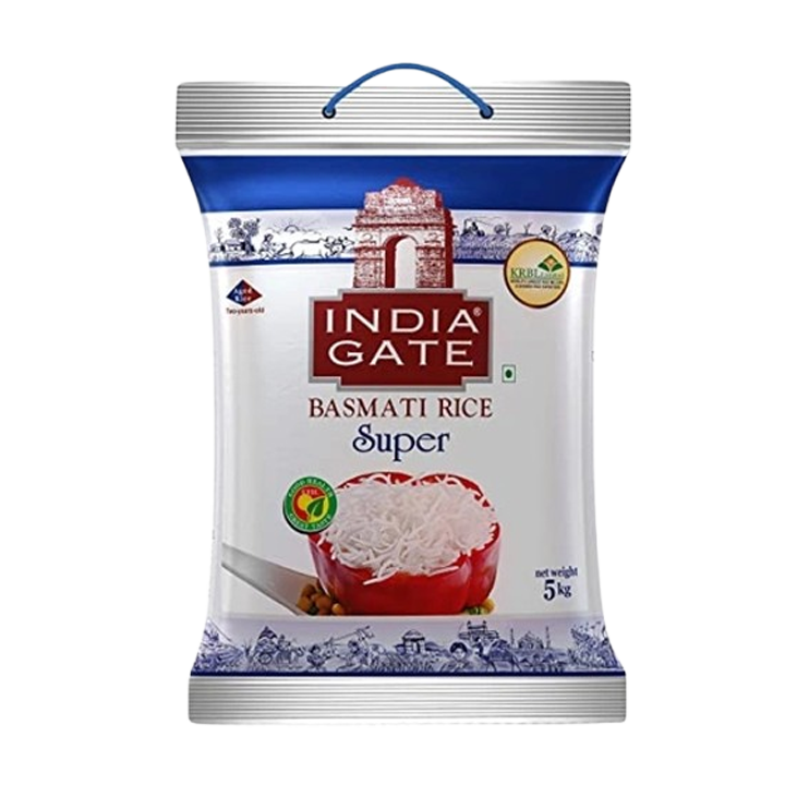 India Gate Basmati Rice Bag, Super 5kg (With 1 kg)