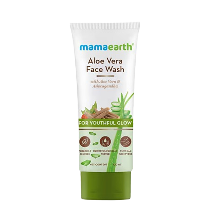 Mamaearth Aloe Vera Face Wash With Aloe Vera & Ashwagandha For A Youthful Glow 100 ml