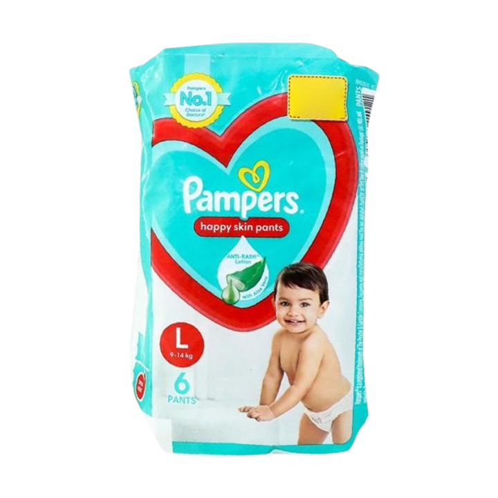 Pampers Happy Skin Pant Diaper (L) 6 Pieces 9-14 Kg