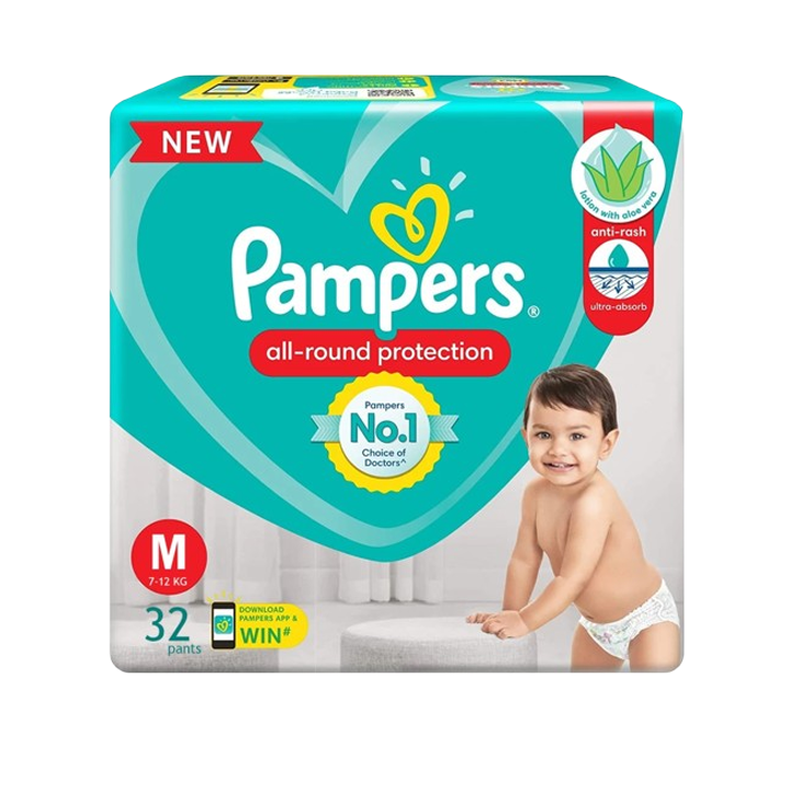 Pampers Happy Skin Pant Diaper (M) 32 Pieces 7-12 Kg