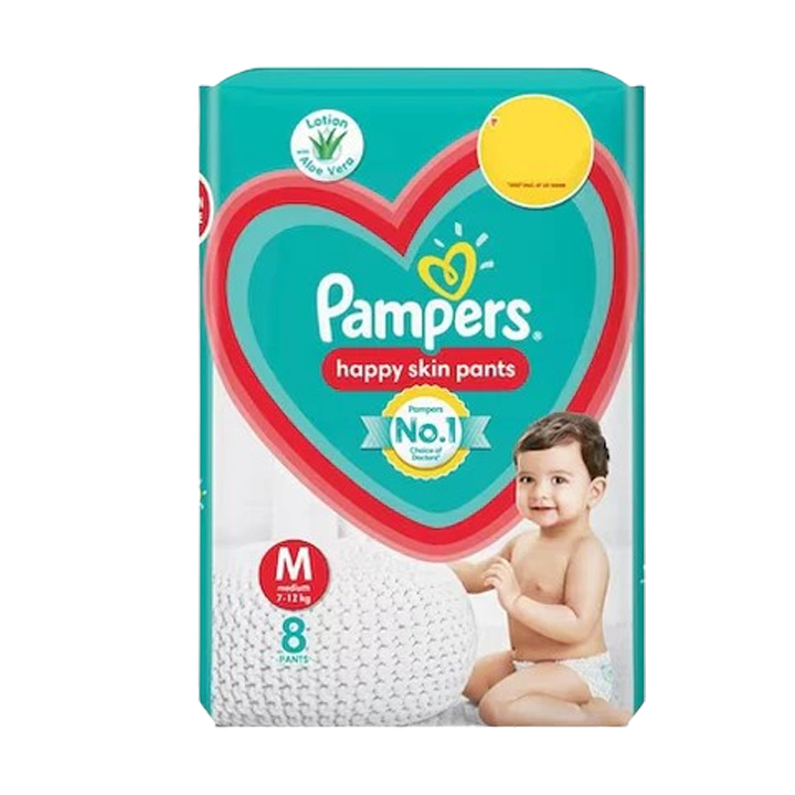 Pampers Happy Skin Pant Diaper (M) 8 Pieces 7-12 Kg