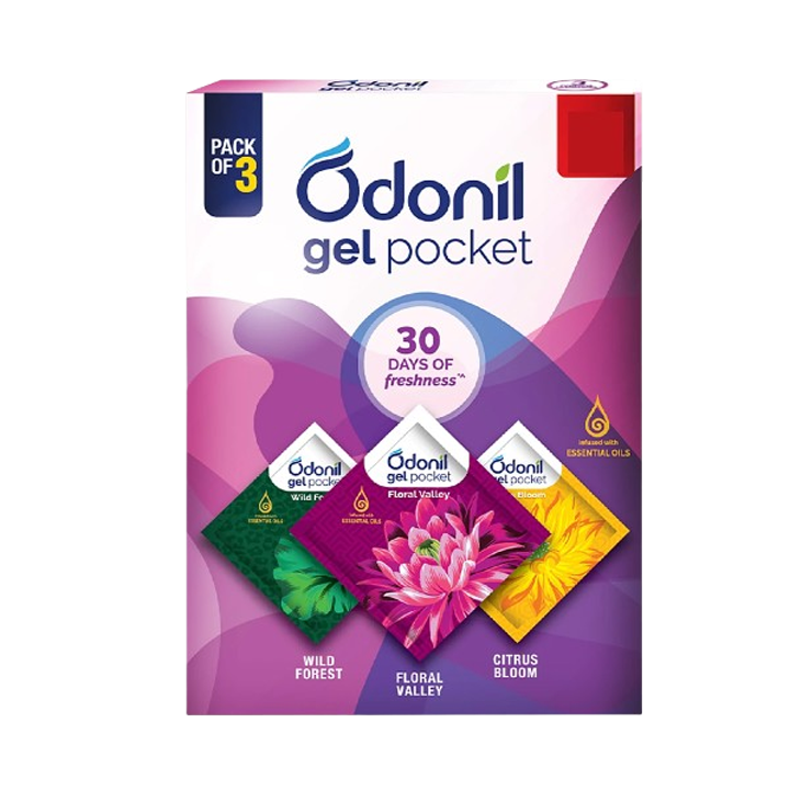 Odonil Gel Pocket - Air Freshener, Assorted Flavours 40 g