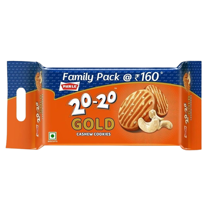 Parle 20-20 Gold Cashew Cookies Pouch 604.8g
