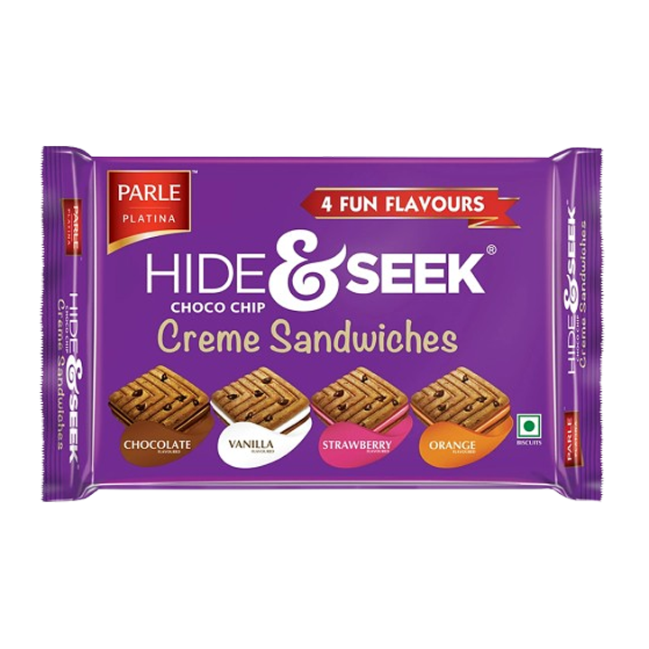 Parle Hide & Seek 4 Fun Flavours Choco Chip Creme Sandwich Biscuits 400 g